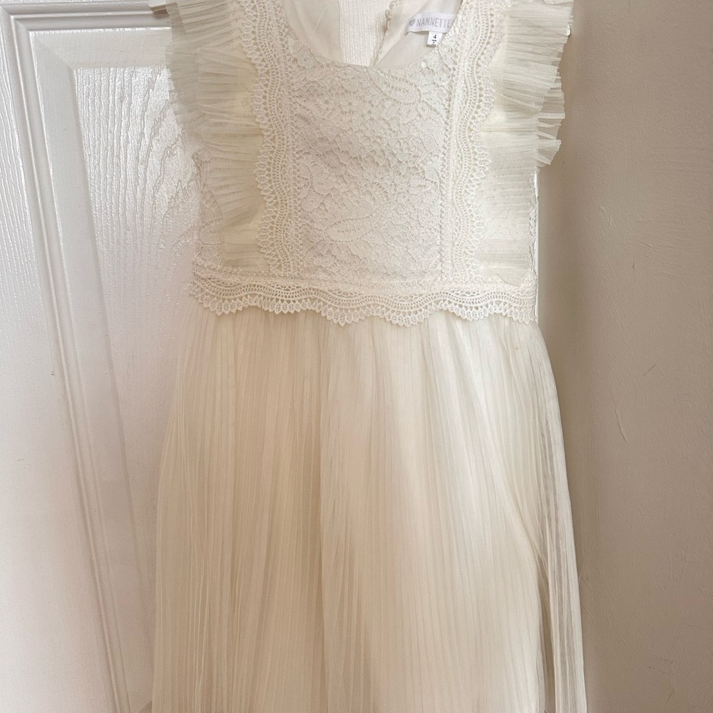 Elegant Cream Lace Kids Dress